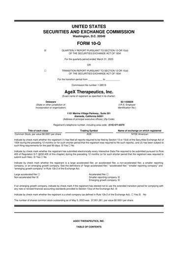 Miniature Serina Therapeutics 10-Q Rapport trimestriel 2023 
