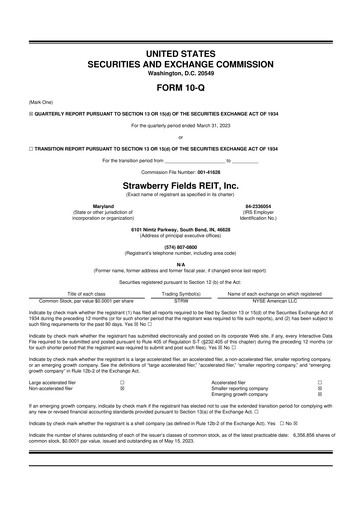 Thumbnail Strawberry Fields REIT 10-Q Quarterly Report FY2023 