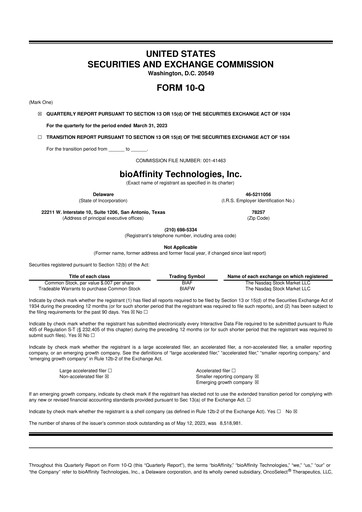 Miniature bioAffinity Technologies 10-Q Rapport trimestriel 2023 