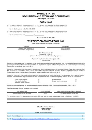 Vorschaubild Where Food Comes From 10-Q Quartalsbericht 2023 