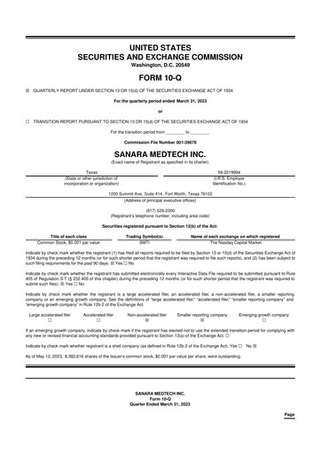 Thumbnail Sanara MedTech 10-Q Quarterly Report FY2023 