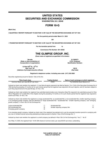 Miniature The Glimpse Group 10-Q Rapport trimestriel 2023 