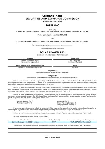 Thumbnail Polar Power
 10-Q Quarterly Report FY2023 