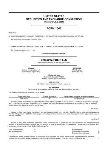 Miniature Belpointe PREP, LLC 10-Q Rapport trimestriel 2023 