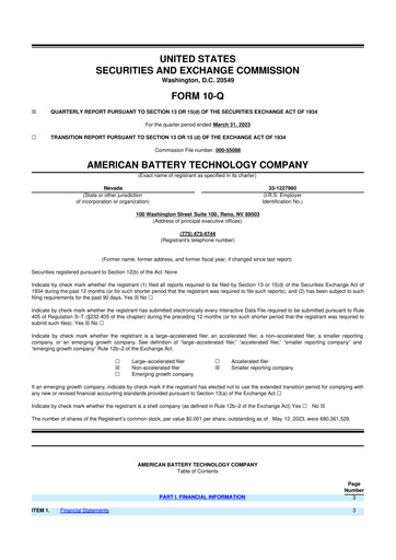 Vorschaubild American Battery Technology Company 10-Q Quartalsbericht 2023 