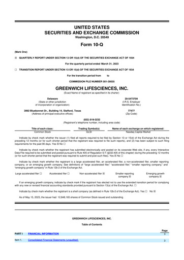 Thumbnail Greenwich LifeSciences 10-Q Quarterly Report FY2023 