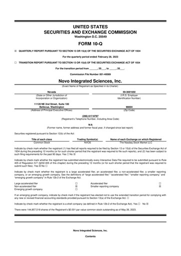 Thumbnail Novo Integrated Sciences 10-Q Quarterly Report FY2023 