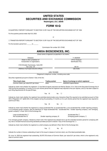 Miniature Anixa Biosciences 10-Q Rapport trimestriel 2023 