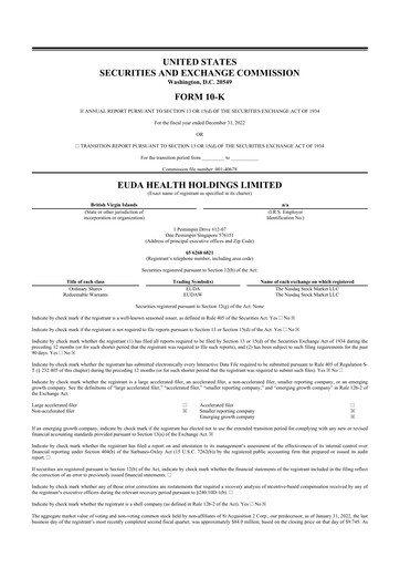 Thumbnail EUDA Health 10-K Annual Report 2022