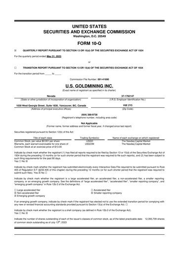 Thumbnail U.S. GoldMining 10-Q Quarterly Report FY2023 