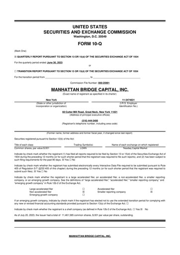 Vorschaubild Manhattan Bridge Capital
 10-Q Quartalsbericht 2023 