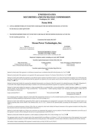 Thumbnail Ocean Power Technologies
 10-K Annual Report 2023