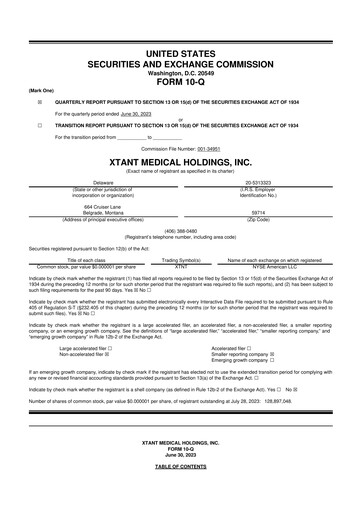 Thumbnail Xtant Medical 10-Q Quarterly Report FY2023 