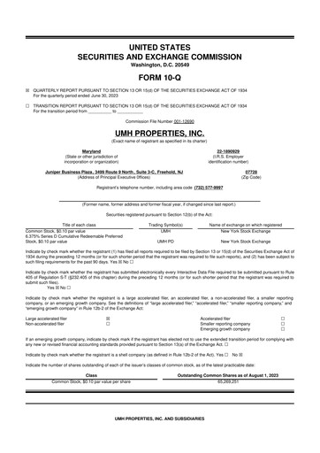 Thumbnail UMH Properties 10-Q Quarterly Report FY2023 