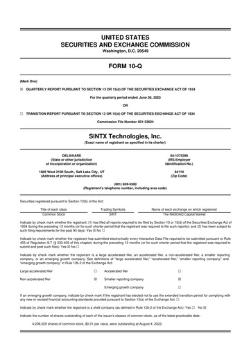 Thumbnail SINTX Technologies
 10-Q Quarterly Report FY2023 