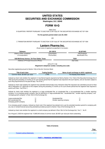 Thumbnail Lantern Pharma 10-Q Quarterly Report FY2023 
