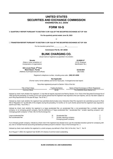 Miniature Blink Charging
 10-Q Rapport trimestriel 2023 