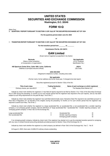 Thumbnail GAN 10-Q Quarterly Report FY2023 