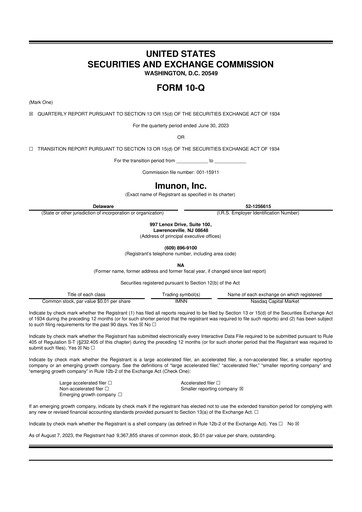 Miniature Imunon 10-Q Rapport trimestriel 2023 