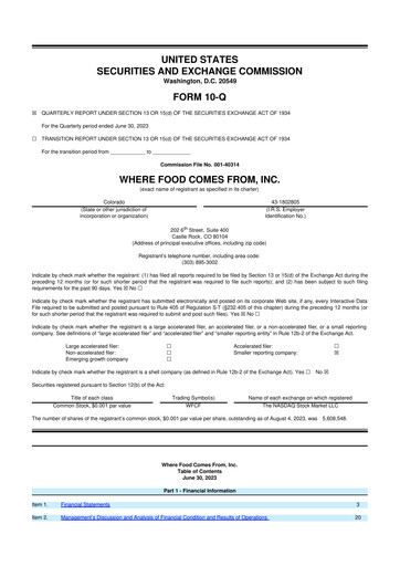 Vorschaubild Where Food Comes From 10-Q Quartalsbericht 2023 