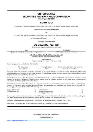 Thumbnail Co-Diagnostics
 10-Q Quarterly Report FY2023 