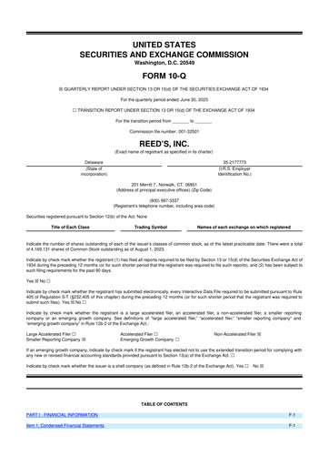 Thumbnail Reed's, Inc. 10-Q Quarterly Report FY2023 