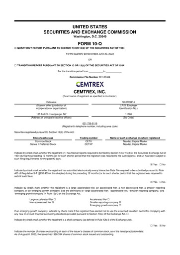 Thumbnail Cemtrex 10-Q Quarterly Report FY2023 
