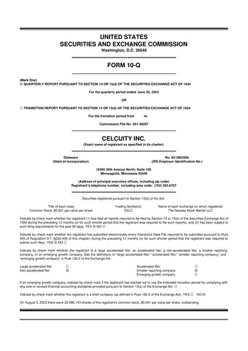 Thumbnail Celcuity Inc. 10-Q Quarterly Report FY2023 
