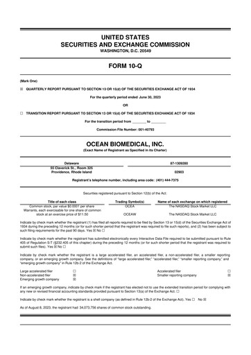 Miniature Ocean Biomedical 10-Q Rapport trimestriel 2023 
