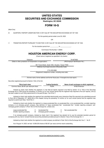 Thumbnail Houston American Energy 10-Q Quarterly Report FY2023 