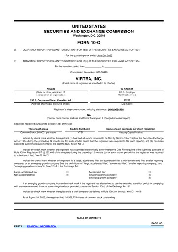 Miniature VirTra 10-Q Rapport trimestriel 2023 