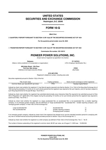 Thumbnail Pioneer Power Solutions 10-Q Quarterly Report FY2023 
