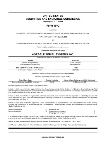 Thumbnail AgEagle Aerial Systems
 10-Q Quarterly Report FY2023 