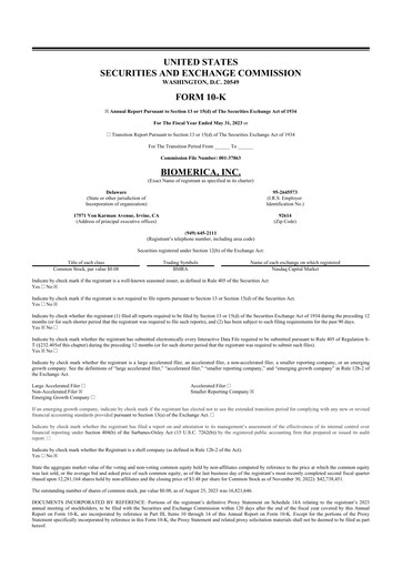 Thumbnail Biomerica 10-K Annual Report 2023