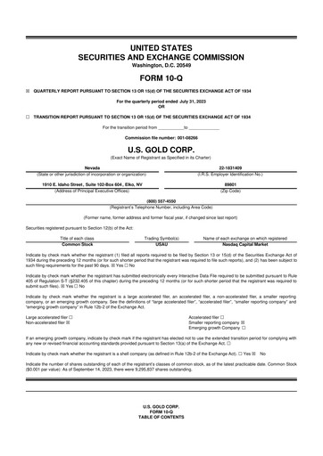 Thumbnail U.S. Gold Corp 10-Q Quarterly Report FY2024 