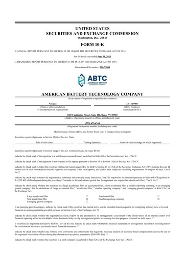 Vorschaubild American Battery Technology Company 10-K Jahresbericht 2023