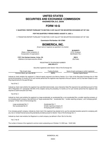 Vorschaubild Biomerica 10-Q Quartalsbericht 2024 