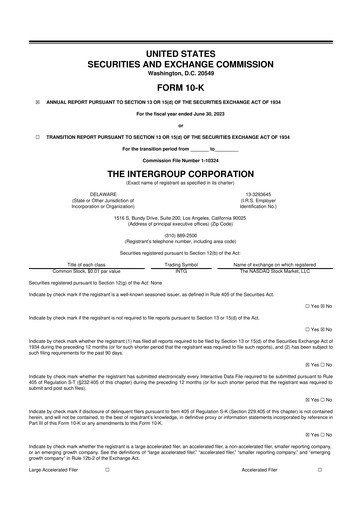 Thumbnail The InterGroup Corporation 10-K Annual Report 