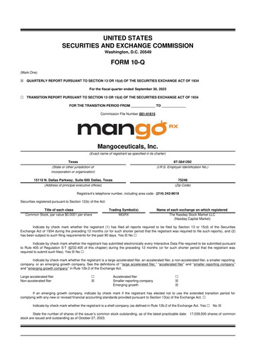 Miniature Mangoceuticals 10-Q Rapport trimestriel 2023 