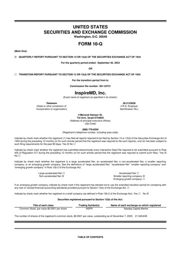 Thumbnail InspireMD 10-Q Quarterly Report FY 