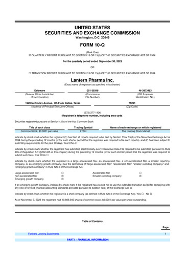 Thumbnail Lantern Pharma 10-Q Quarterly Report FY2023 