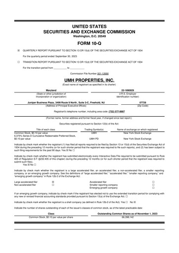 Thumbnail UMH Properties 10-Q Quarterly Report FY2023 