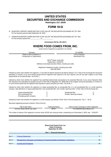 Vorschaubild Where Food Comes From 10-Q Quartalsbericht 2023 