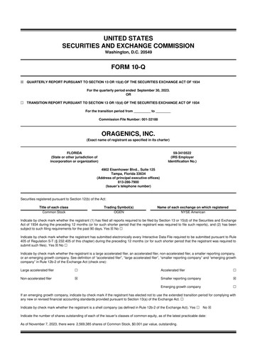 Thumbnail Oragenics 10-Q Quarterly Report FY2023 