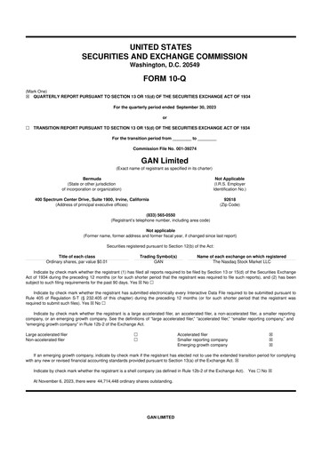 Thumbnail GAN 10-Q Quarterly Report FY2023 