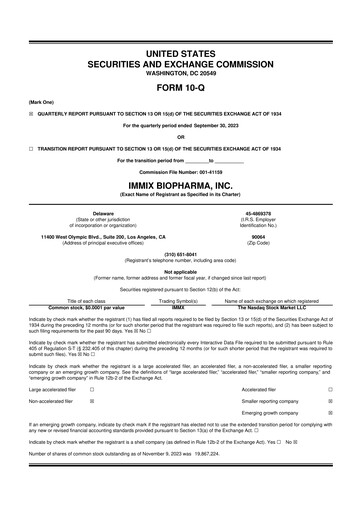 Thumbnail Immix Biopharma 10-Q Quarterly Report FY2023 