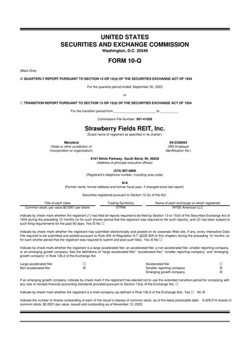 Thumbnail Strawberry Fields REIT 10-Q Quarterly Report FY2023 