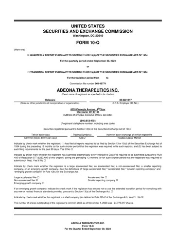 Thumbnail Abeona Therapeutics
 10-Q Quarterly Report FY2023 