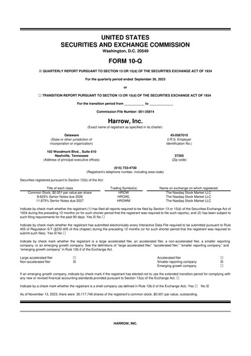 Vorschaubild Harrow, Inc. 10-Q Quartalsbericht 2023 