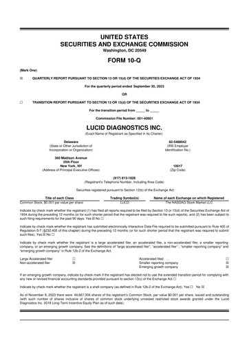Miniature Lucid Diagnostics 10-Q Rapport trimestriel 2023 